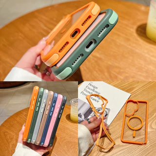 3 in 1 สีเหลืองทนหลักฐานกรณีโทรศัพท์มือถือกันกระแทกกรณีแม่เหล็กป้องกันกรณีสำหรับซัมซุง Samsung A57 A56 A55 A54 A37 A36 A34 A26 A17 A16 A07 5G