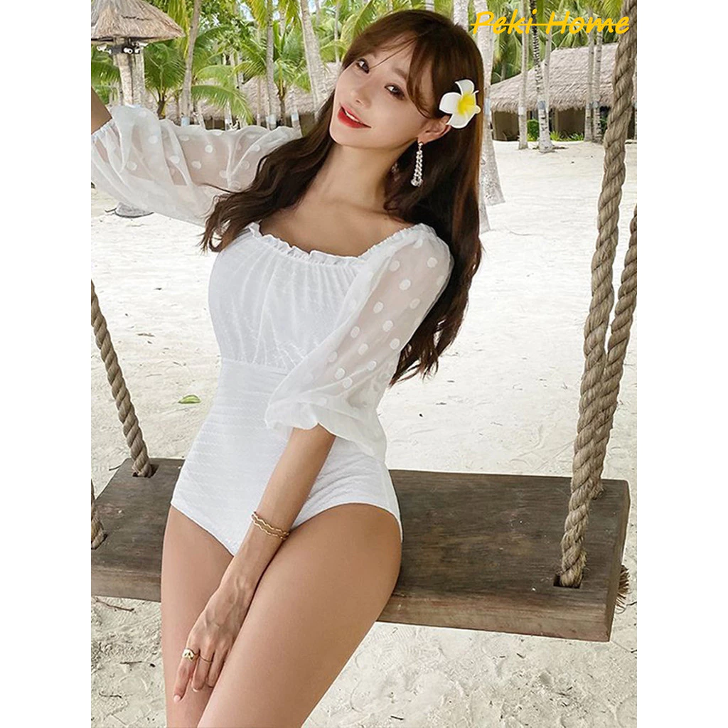 ชุดว่ายน้ำสไตล์เกาหลีแท้ แขนพอง ใส่แล้วดูดีทุกมุม