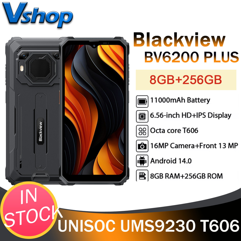 Blackview BV6200 Plus โทรศัพท์ที่ทนทาน 8GB + 256GB 6.56 จอแสดงผล 11000mAh Unisoc UMS9230 T606 16MP ก