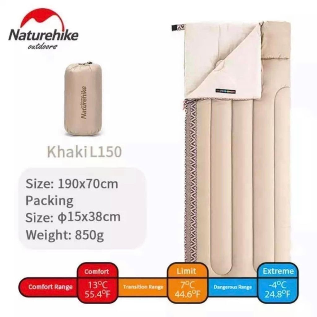 Naturehike L150 ถุงนอนผ้าฝ้าย ลายโบฮีเมี่ยน เนื้อผ้าระบายอากาศได้ดี ซักเครื่องได้
