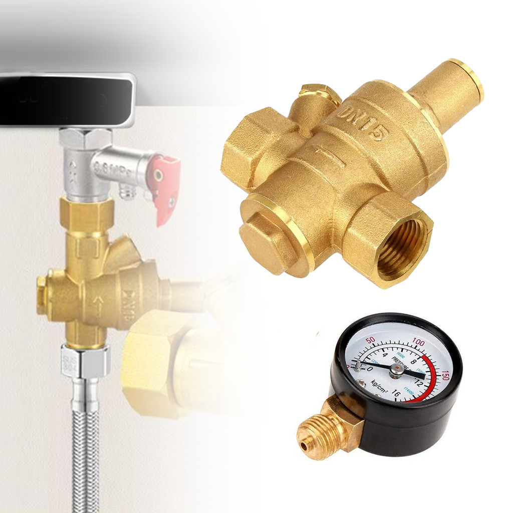 Zaylily Water Pressure REDUCER ทองเหลืองวาล์วปรับแรงดันน้ํา 1/2 นิ้ว DN15 ปรับลดความดันพร้อมความดัน