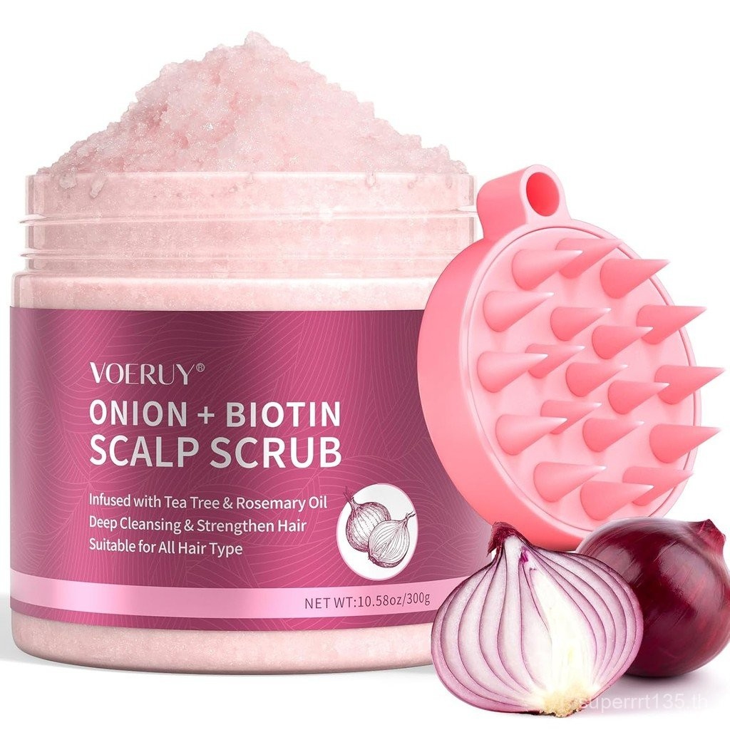 Scalp Scrub, Onion Scalp Exfoliator Shampoo, 2-in-1 Scalp Treatment with Biotin, Hair Treatment to C