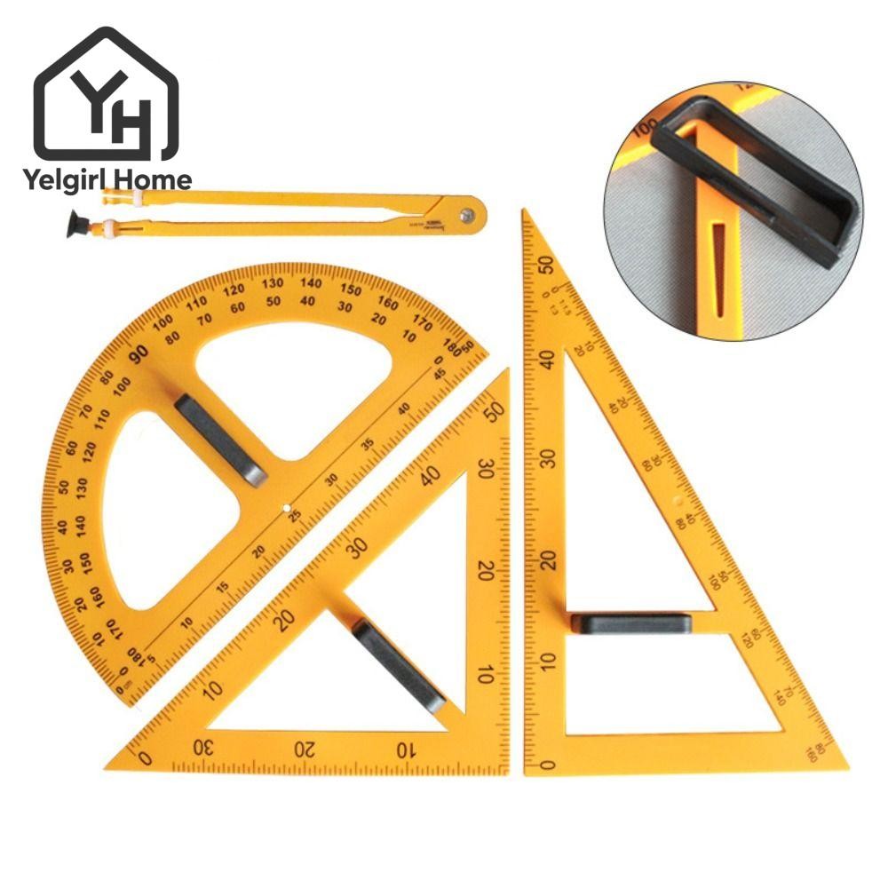 Yelgirlb 📏ไม้โปรแทรกเตอร์ ไม้บรรทัดสามเหลี่ยม อเนกประสงค์ ขนาดใหญ่ ทนทาน สําหรับครู คณิตศาสตร์