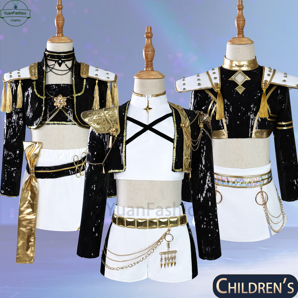 Ready Stock | สไตล์เด็กKPop Demon Hunters คอสเพลย์สีดําและสีขาวเสื้อผ้า Rumi คอสเพลย์ Zoey คอสเพลย์ Mira คอสเพลย์ Perfect rejuvenation