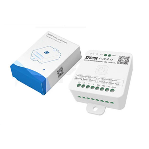 SP630E SPI+5 Channel PWM Music ตัวควบคุมบลูทูธสามารถควบคุมโคมไฟหลายประเภท 5-24V4.6