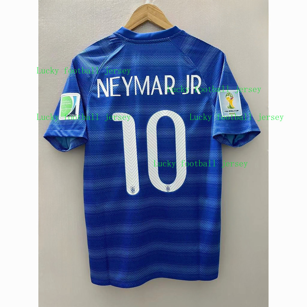 2014 Brazil Away NEYMAR JR T.SILVA คุณภาพสูง Retro Football Jersey เสื้อยืดแบบกําหนดเอง HULK MARCELO