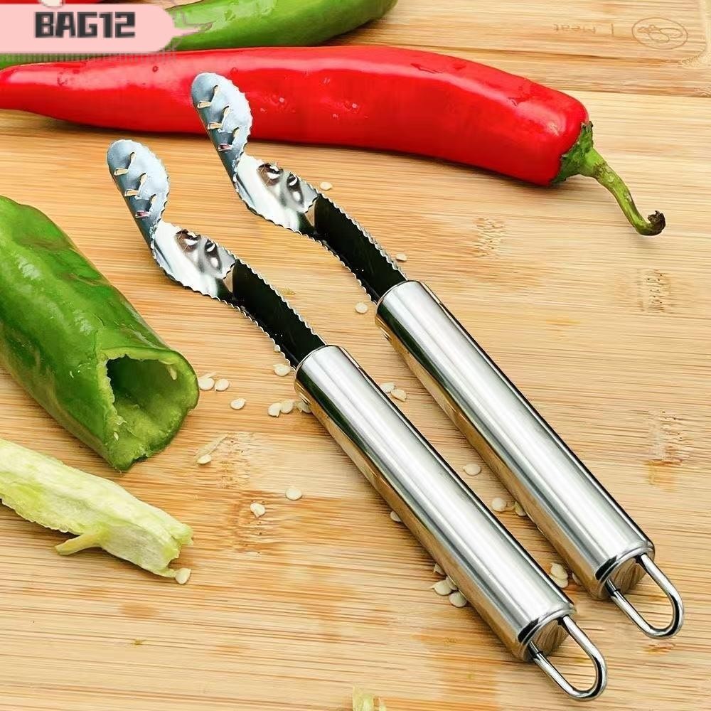 BAG Pepper Corer Remover, Slice สแตนเลส Jalapeno Corer Remover, มัลติฟังก์ชั่ความพยายาม Deseeding ผั