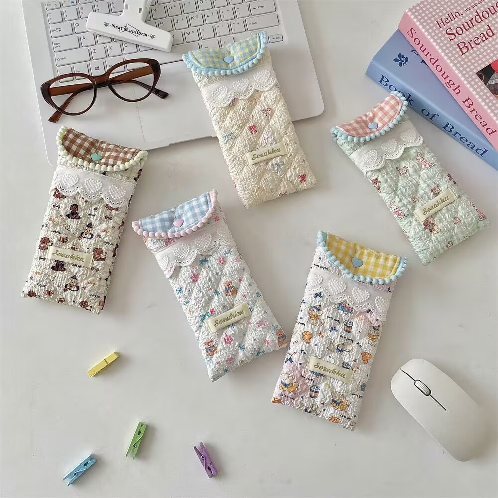Quilted Soft Glasses Storage Bag Girl Portable Compression-proof Glasses Storage Bag Portable Glasse