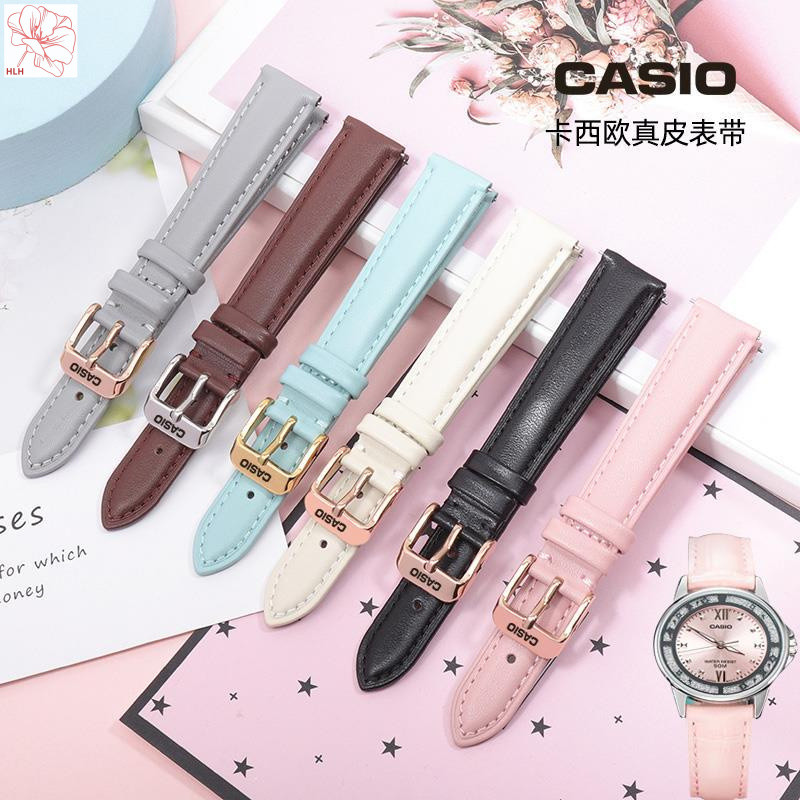 สายนาฬิกาหนังแท้ Casio รุ่น LTP-1391/1094/1095/LTH-1060 สำหรับผู้หญิง สีชมพู