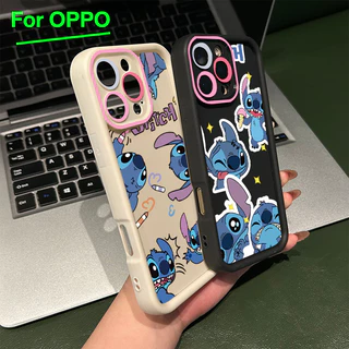For เคสโทรศัพท์ OPPO กรอบเลนส์สีชมพู A3 A3X A60 5G ตัวการ์ตูนน่ารัก A9 A18 A38 A15 A15s A60 A35 A17 A17K A79 5