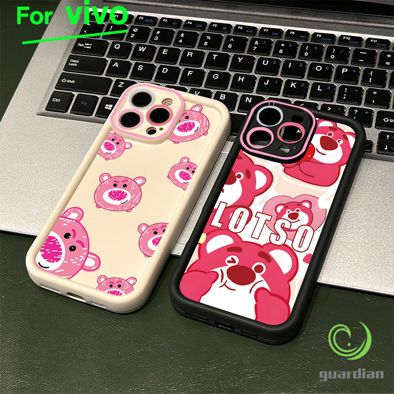 สำหรับ Vivo เคสโทรศัพท์วิโว่ Y200 สตรอเบอร์รี่หมีอวตาร Y20 Y20s กรอบเลนส์สีชมพู Y12s Y12A Y17 Y12 Y15 Y11 Y12i Y15