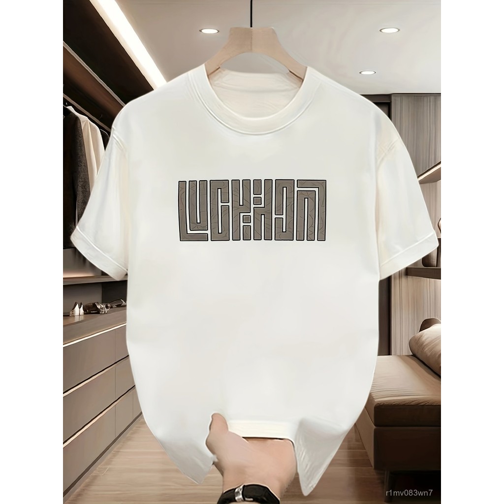 ผู้ชาย เสื้อยืดแขนสั้นกีฬา 2025 - คอกลมสบาย ผ้าสเตรช พิมพ์ "LUCYD" ที่โดดเด่น เหมาะสำหรับการวิ่ง