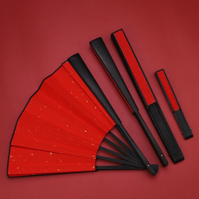 บิ๊กสีแดงโรยทองข้าวกระดาษพับพัดลมการประดิษฐ์ตัวอักษรการฟ้องภาพวาดจีนการสร้างกระดาษพัดลมที่ว่างเปล่าแ