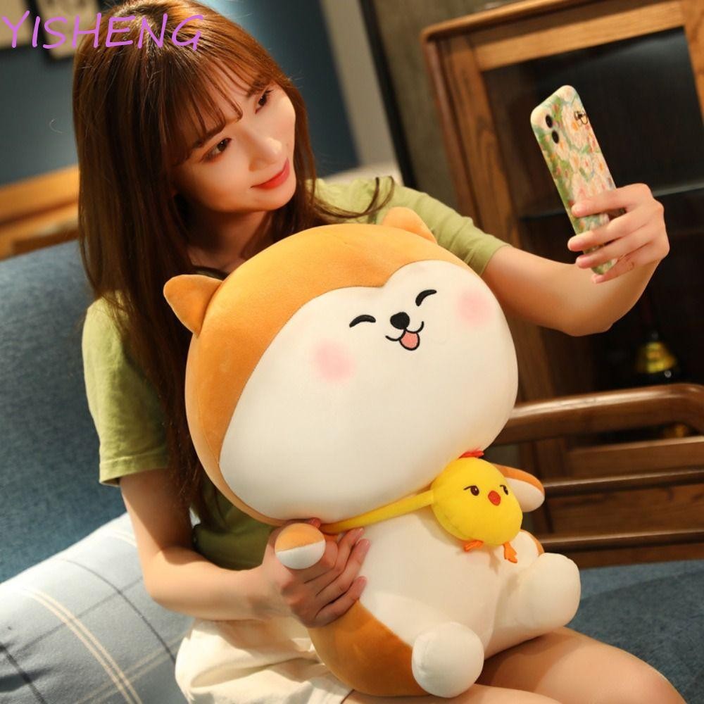 YISHENG58BS Husky Dog Plush ของเล่นตกแต่งบ้าน Kawaii มาพร้อมกับของเล่นจําลอง Husky Plushie ปัจจุบันว