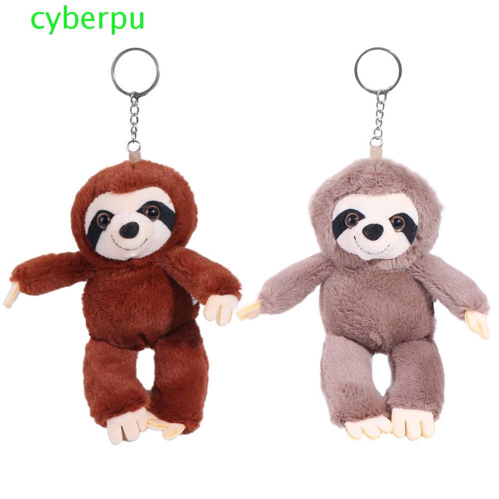 CYBERPULSE Sloth จี้ขนาดเล็ก,ตุ๊กตาสัตว์จําลอง Plush Sloth พวงกุญแจน่ารักพวงกุญแจตุ๊กตานุ่มตาโต Slot