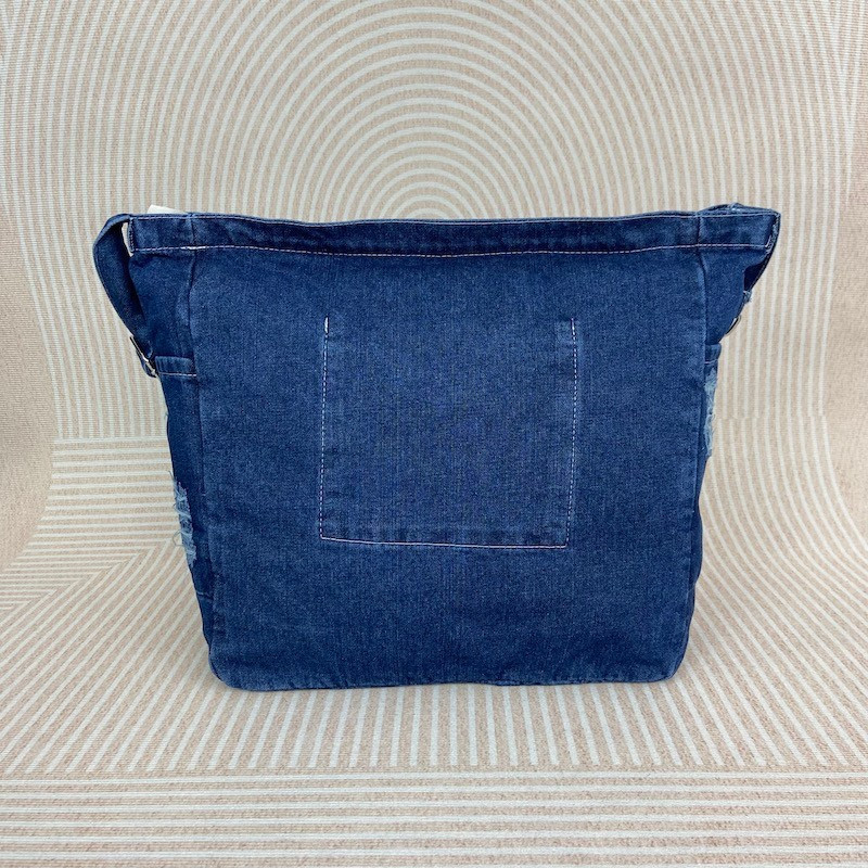 กระเป๋าสะพายไหล่ Messenger Bag Canvas Denim ความจุขนาดใหญ่สไตล์คลาสสิกช่องจัดเก็บทุกวันกลางแจ้ง All-Match - รูปที่ 3