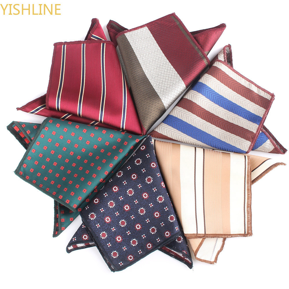 ผ้าเช็ดหน้าผู้ชายหรูหราลายสก๊อตลาย ผ้าเช็ดหน้า Hanky Business Pocket Square Chest Towel 24*24CM