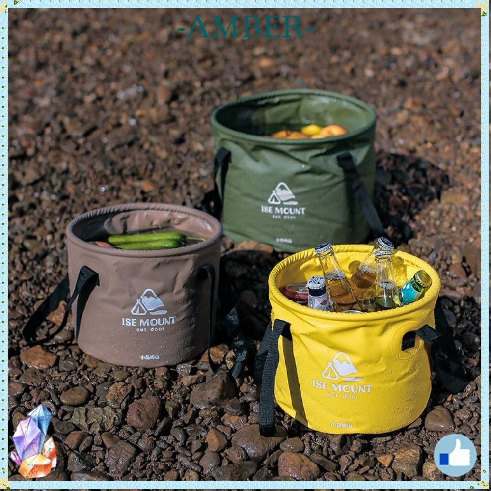 AMBER Travel Camping Folding Bucket, 10/20L Round Outdoor Water Bucket, Multi-functional Portable Fi