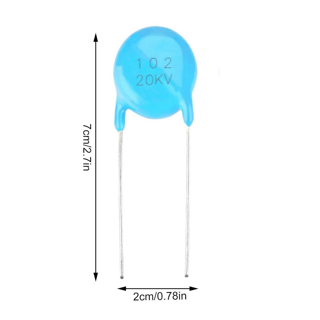 20pcs ชุดตัวเก็บประจุเซรามิค, 20KV 1nF 0.001uF 1000pF 102 แรงดันไฟฟ้าเซรามิค Capacitor Kit สําหรับอิ