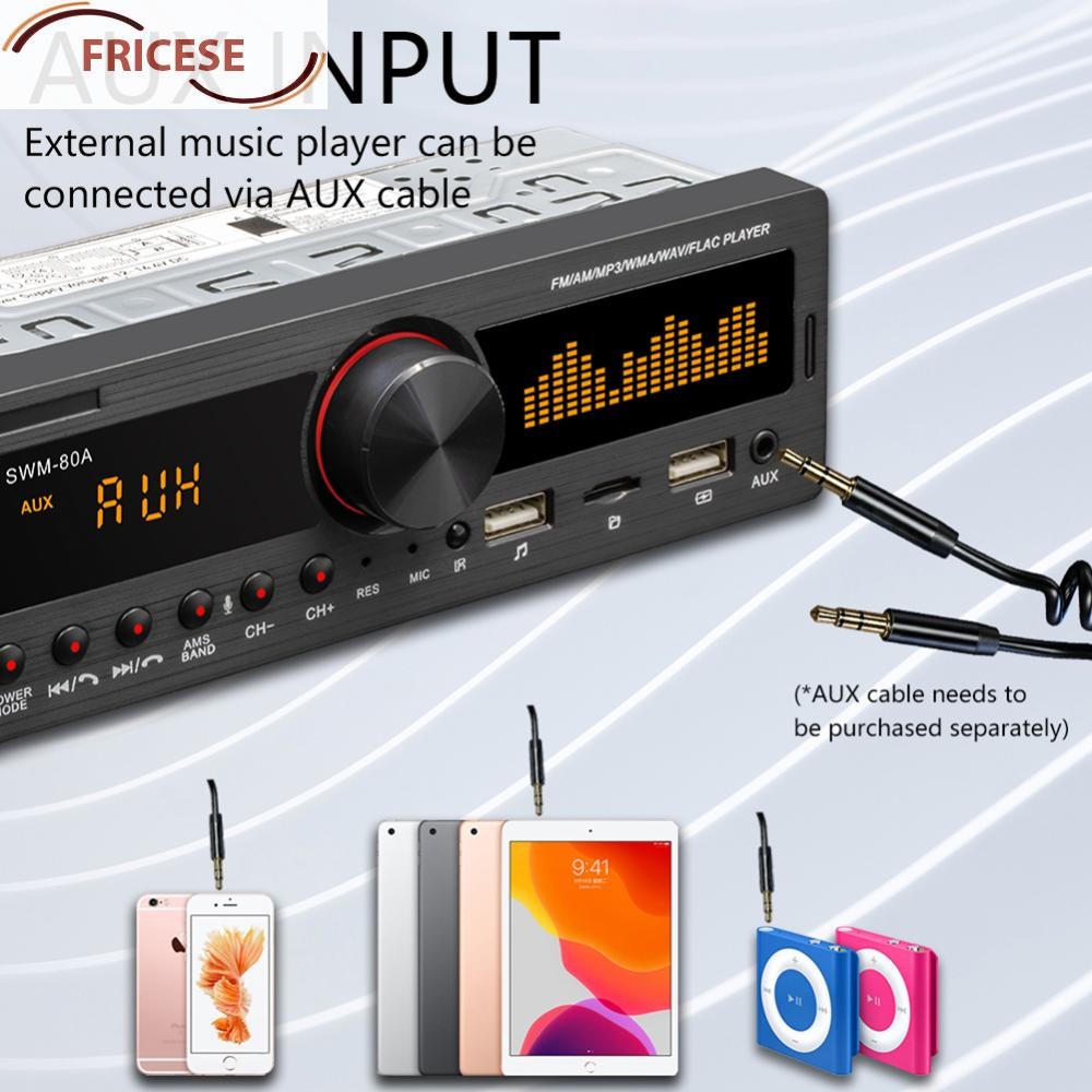 SWM-80B 1 DIN รถวิทยุเสียงสําเนาบลูทูธ TF USB AUX-in Locator สเตอริโออัตโนมัติ [Fricese.th]