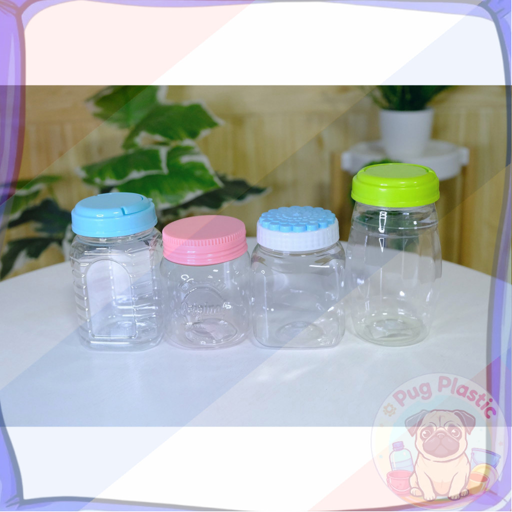 ส่งจากไทย กระปุกฝาเกลียว กะปุกพลาสติก กระปุกใส่น้ำตาล ปริมาณ 340-400 ml