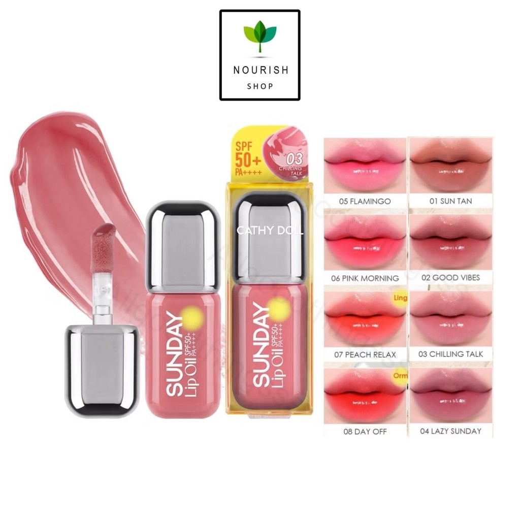 Cathy Doll Sunday Lip Oil SPF50+ PA++++ 3.5g ซันเดย์ลิปออยล์ สีสวยฉ่ำวาว