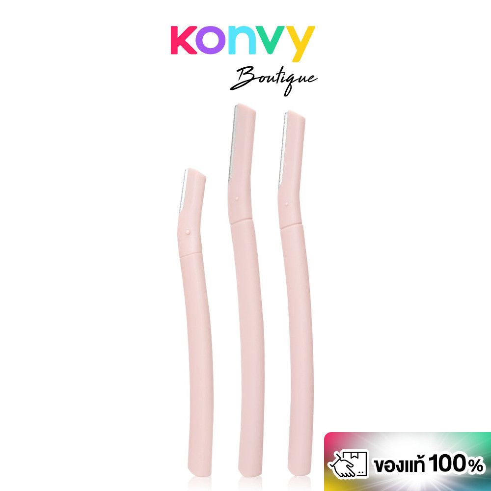 KVY Eyebrow Razor Set #Pink เควีวาย เซทมีดกันคิ้ว ด้ามสีชมพู 3 ชิ้น 3 ขนาด.