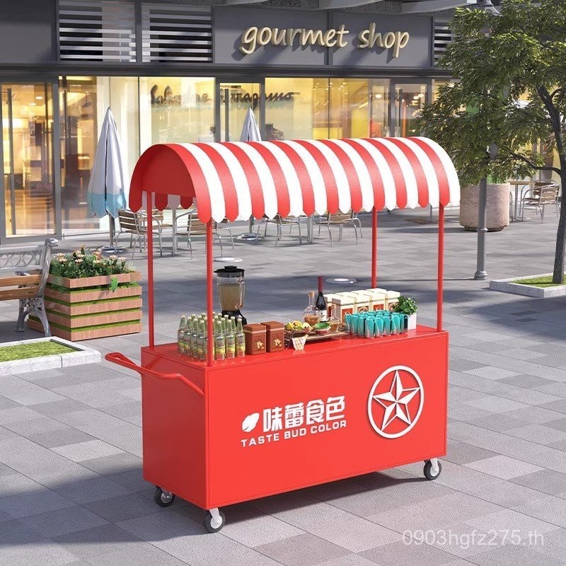 รถเข็นแผนที่ Gourmet Street Temple Fair Night Market ข้าวข้าวเหนียว Place Push Stall Car Stall Marke