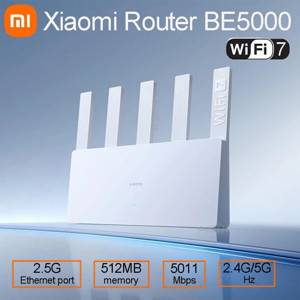 เราเตอร์ Xiaomi BE5000 WiFi 7 5011Mbps พอร์ตเครือข่าย 2.5G หน่วยความจํา 512MB 2.4/5GHz เครือข่ายการเ