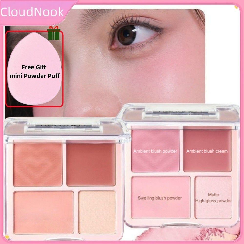 【ช้อปปิ้งด่วน】 [ของขวัญ] พาเลตต์บลัชออน 4 สี โทนสีอ่อน โทนสีธรรมชาติ ไฮไลท์ เพิ่มความสดใส คอนทัวร์ ต
