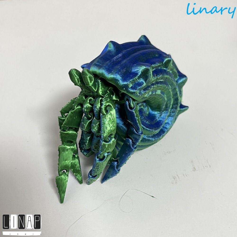 CULINARYHV 3D พิมพ์ Hermit Crab, ที่ถอดออกได้ Conch Shell 3D พิมพ์ Paguroidea, Hermited Crab รูปปั้น