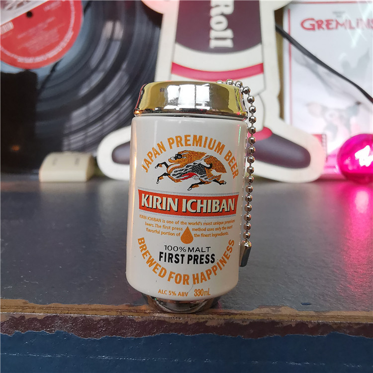 ญี่ปุ่นจําลอง Kirin Beer Ichiban บีบเครื่องประดับพวงกุญแจ