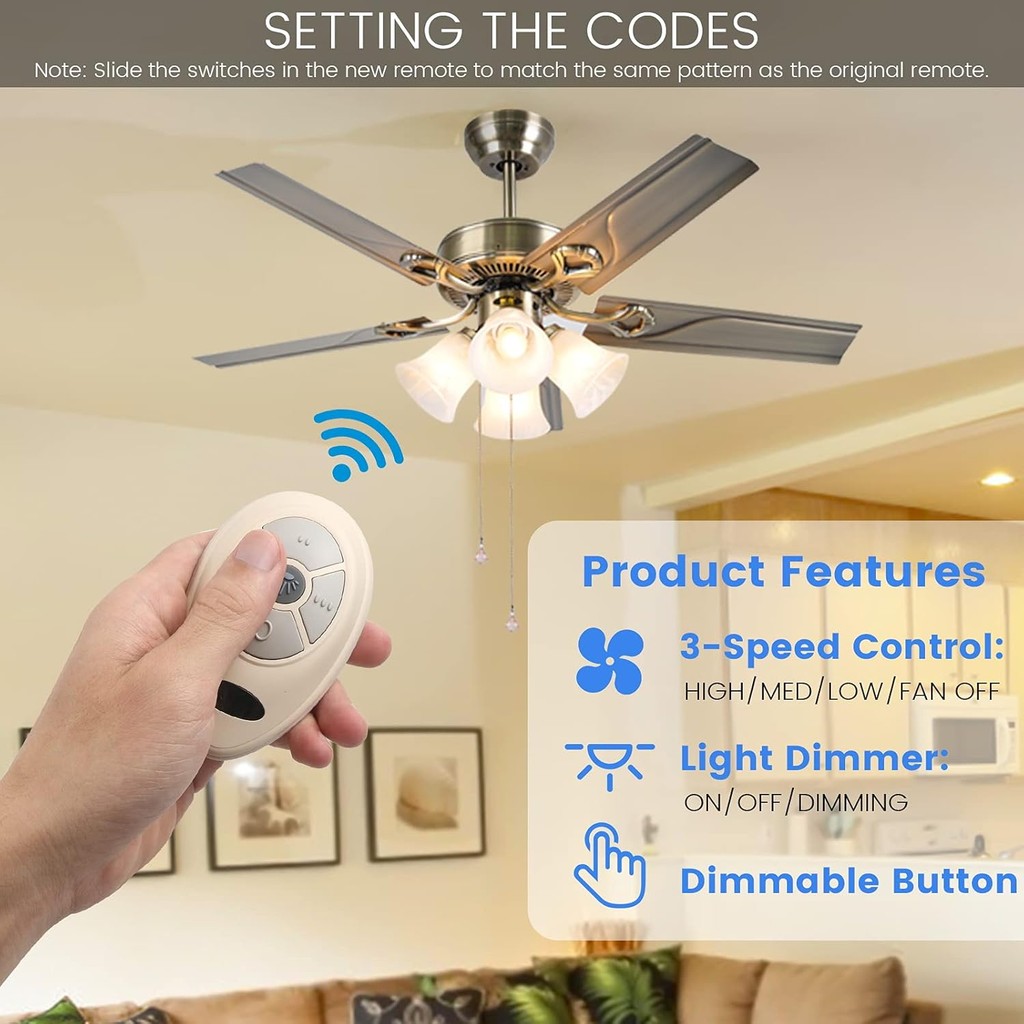 35T พัดลมเพดานรีโมทคอนโทรลปรับ 3 ความเร็ว,Light Dimmer Control เปลี่ยน Harbor Breeze ใช้งานร่วมกับ K