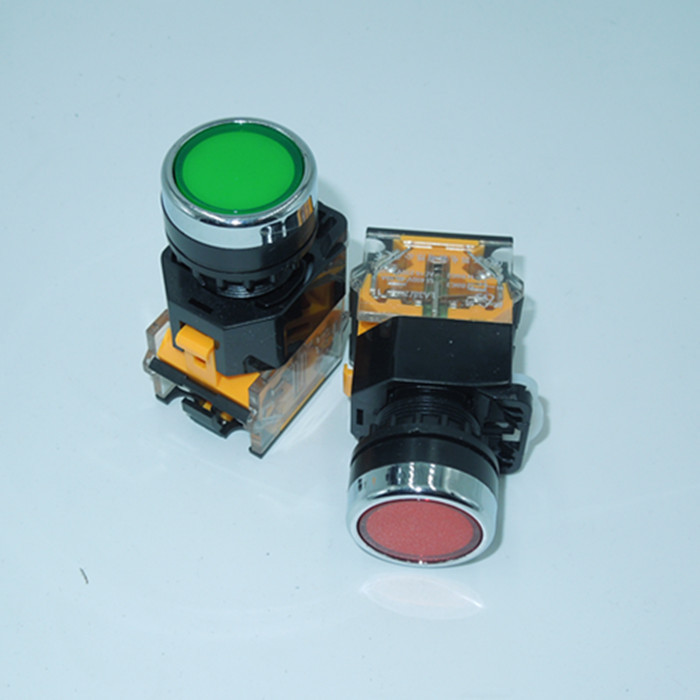 Jiangyin LA38-11 LA38-11BN สวิตช์ปุ่มกดหัวแบน Self-Reset ปุ่มเริ่มต้น 22 มม.