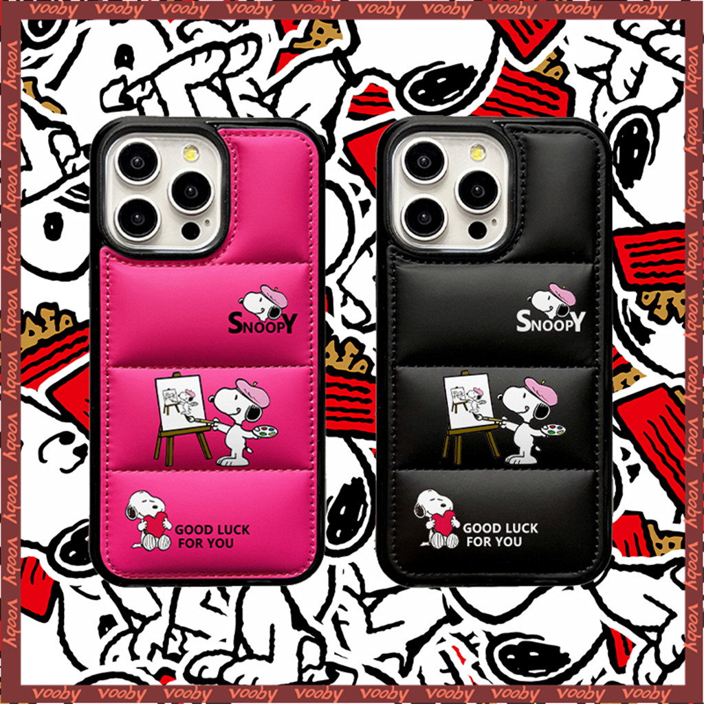 การ์ตูนจิตรกร Snoopy Label Down Jacket Hard Shellเคสโทรศัพท์เหมาะสําหรับIPhone17 AIR 16 17P 16P 16PM 16Plus 16E 15 15P 15PM 14PM 15PLUS 14 14P 13PM 12PM 11P 11P 11P 11P 11P 11P 11PM XR 8