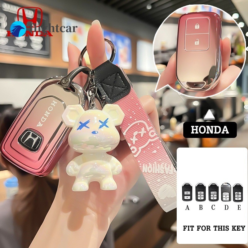 FT Honda ใหม่พรีเมี่ยมฝาครอบกุญแจรถเหมาะสําหรับ Honda Jazz/Accord/Civic fc-fk/City (ด้านบน)/ Hatchback/CRV/HRV/BRV Remote Key Case พวงกุญแจ