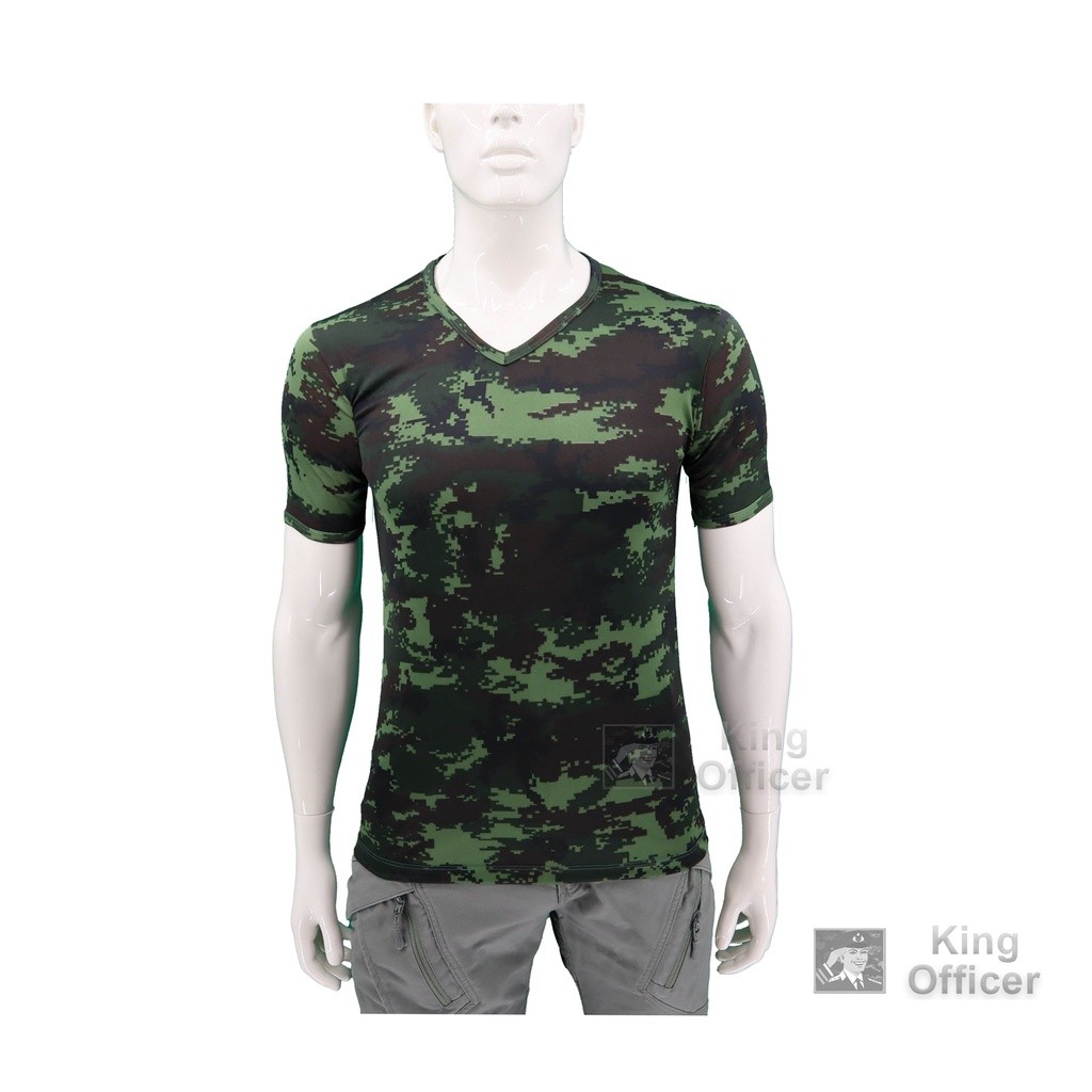 พร้อมส่ง เสื้อยืดทหาร ลายพราง ดิจิตอล คอวี กองทัพบก ทบ. (A031V)