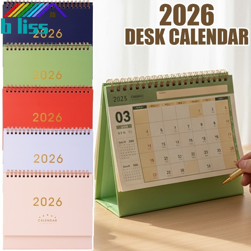[บ้าน]2026 ปฏิทินตั้งโต๊ะ Planner Organizer ขนาดกะทัดรัดพร้อมกระดาษเขียนที่ทนทาน ดีไซน์มินิมอลสําหรับโต๊ะทํางานของขวัญ