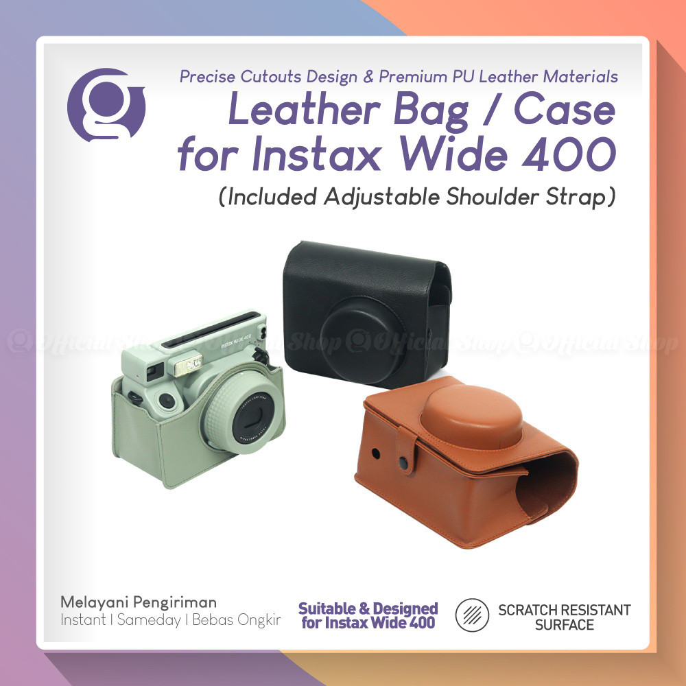 กระเป๋าหนังสําหรับ Fujifilm Instax WIDE 400 กระเป๋ากล้องปลอก Fuji WIDE400