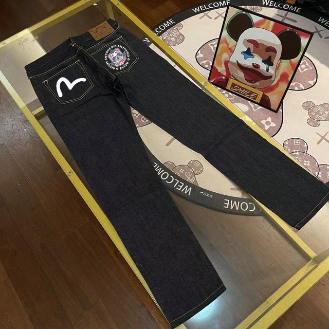 Fushen evisu 2025 Spring Street Wear Mens Two-Color Big M Print Casual Straight Jeans