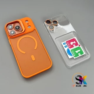 วงเล็บแม่เหล็ก สีน้ําเงินเข้ม โลหะพื้นผิวเปลือกแข็งฝ้าเข้ากันได้กับ iPhone 17 16 15 14 13 12 11 Pro Max Plus 17Air ปลอก Matte Starry Orange เคสป้องกันโทรศัพท์