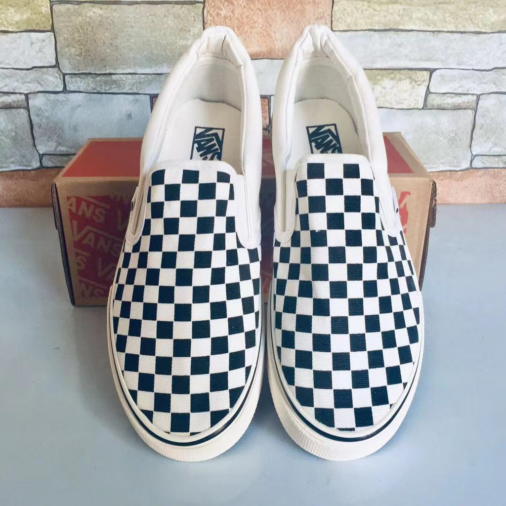 รองเท้า VANS สลิปออนรองเท้าลําลองสําหรับผู้หญิงและผู้ชายแฟชั่นตาข่าย
