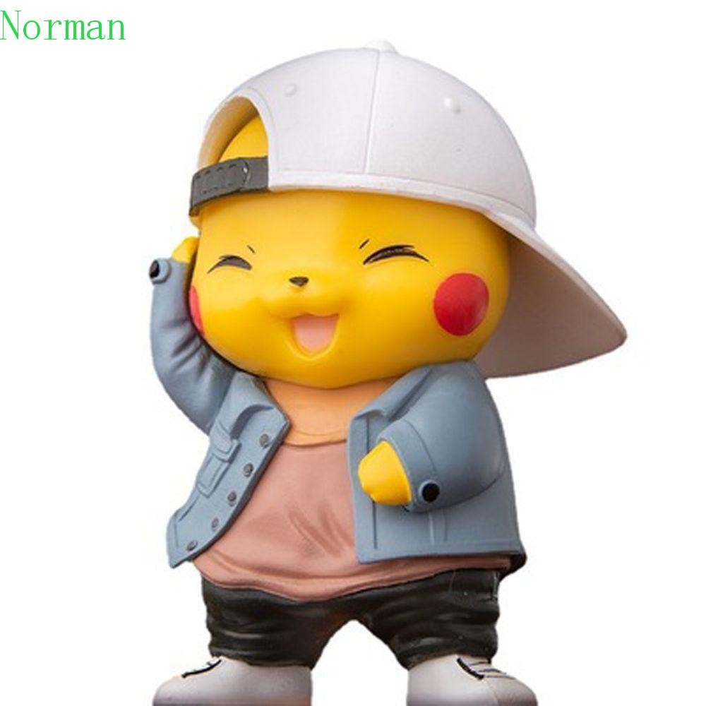 NORMAN1 Pikachu Action Figure สําหรับเด็กตกแต่งรถคอสเพลย์ Pikachu ของเล่น PVC อะนิเมะ Pikachu