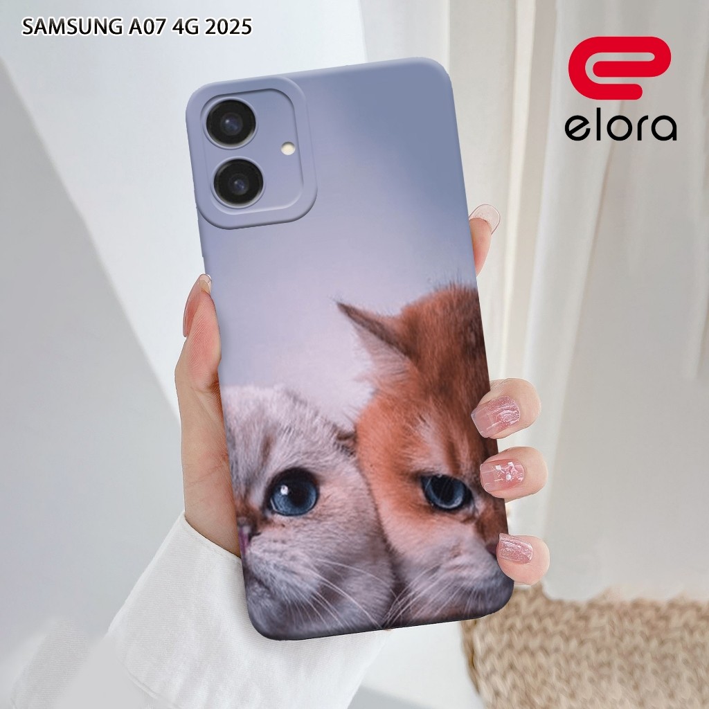 เคส HP Samsung A07 4G 2025 - Elolora.id - เคส Samsung A07 4G - เคสแมว Motif - ตัวป้องกันมือถือ - Sam