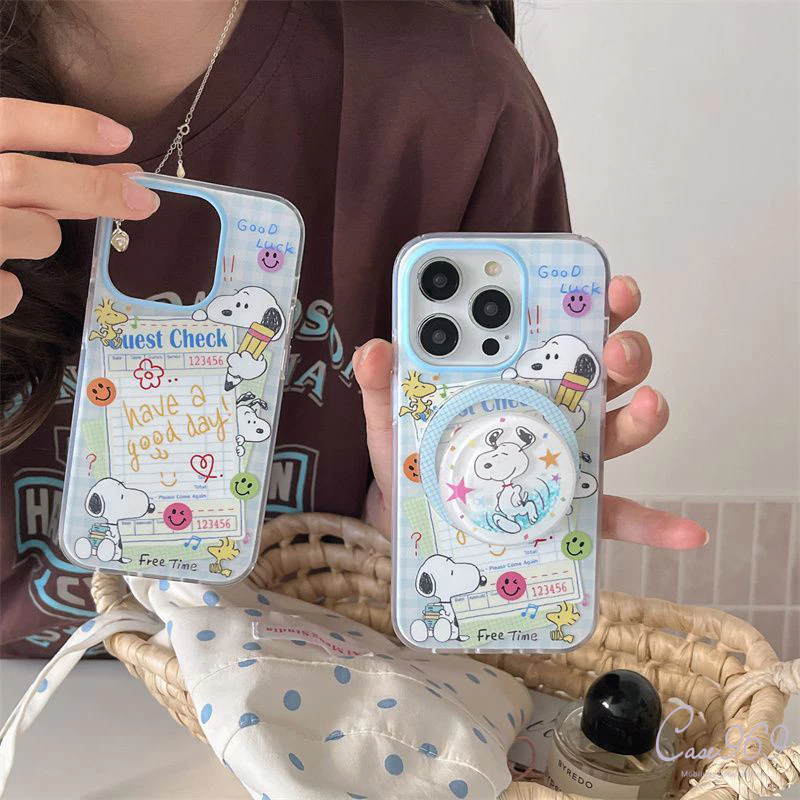 เคสไอโฟน 17 สำหรับ IPhone 15 16 14 13 12 Pro Max 16 15 7 14 8 Plus 16 Pro สนูปปี้สุดน่ารักและสร้างสรรค์หน้ายิ้มแบบปกใหม่