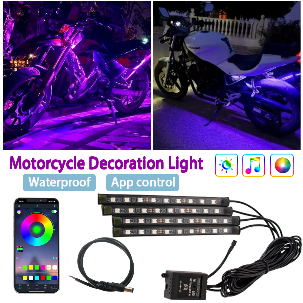 รถจักรยานยนต์ Led โคมไฟตกแต่ง Underglow ไฟ RGB กันน้ํา App รีโมทคอนโทรลสําหรับ ATV UTV รถจักรยานยนต์บรรยากาศแสง