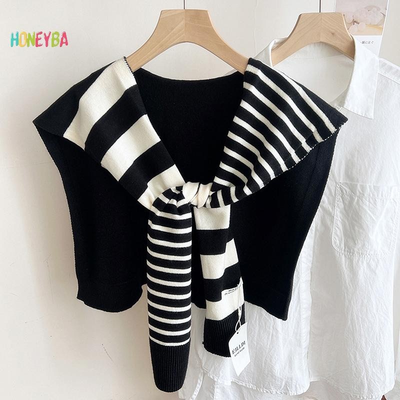 Honeyba New MatchสีดําและสีขาวถักลายAll-Matchingแฟชั่นตกแต รูปที่ 7
