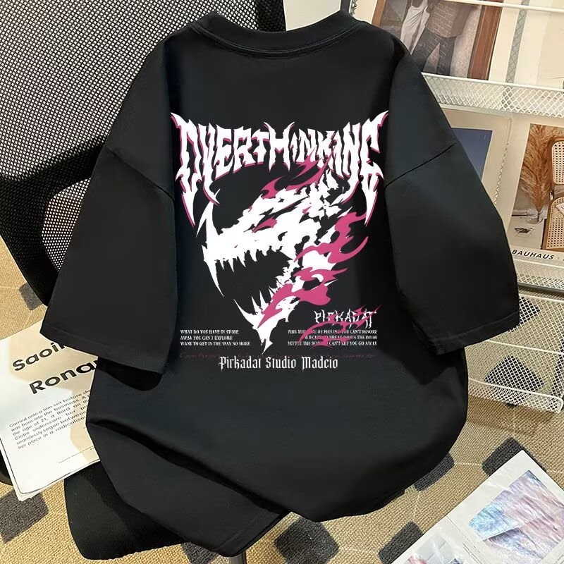 2025Heavyweight Printed Short Sleeve23T-shirt new Letters  Casual Trendy Japanese Style ins Summer M