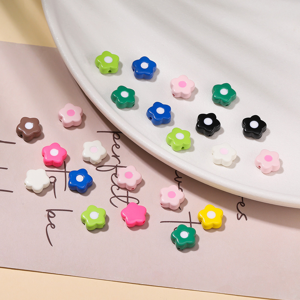 ลูกปัดดอกไม้อะคริลิก 9.5 x 10 มม. สีสันสดใสสำหรับทำสร้อยข้อมือและสร้อยคอมืองาน DIY ราคา ถูกที่สุด ดีลบีเคเค แกลเลอรีภาพที่ 3