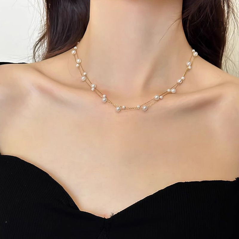 DTB สร้อยคอไข่มุกกันน้ำสำหรับผู้หญิง ทำจากโลหะ เป็นเครื่องประดับที่perfectสำหรับเป็นของขวัญ